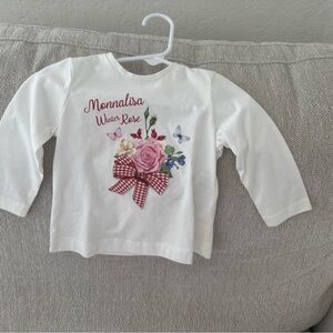 MonnaLisa White Floral Long Sleeve Tee